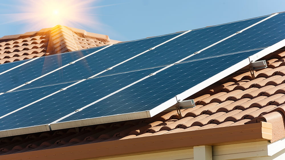 Solar panels on roof