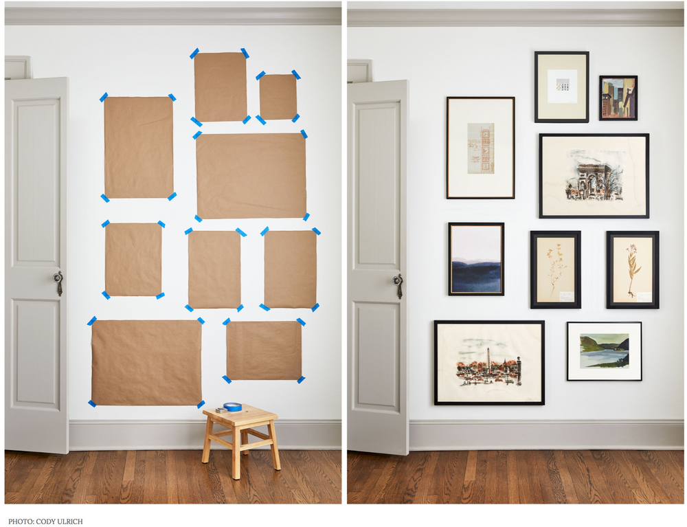 Examples of how to layout gallery on feature wall.