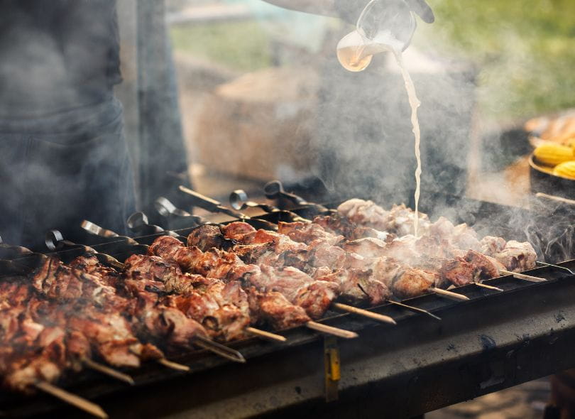 Kebabs on the BBQ.