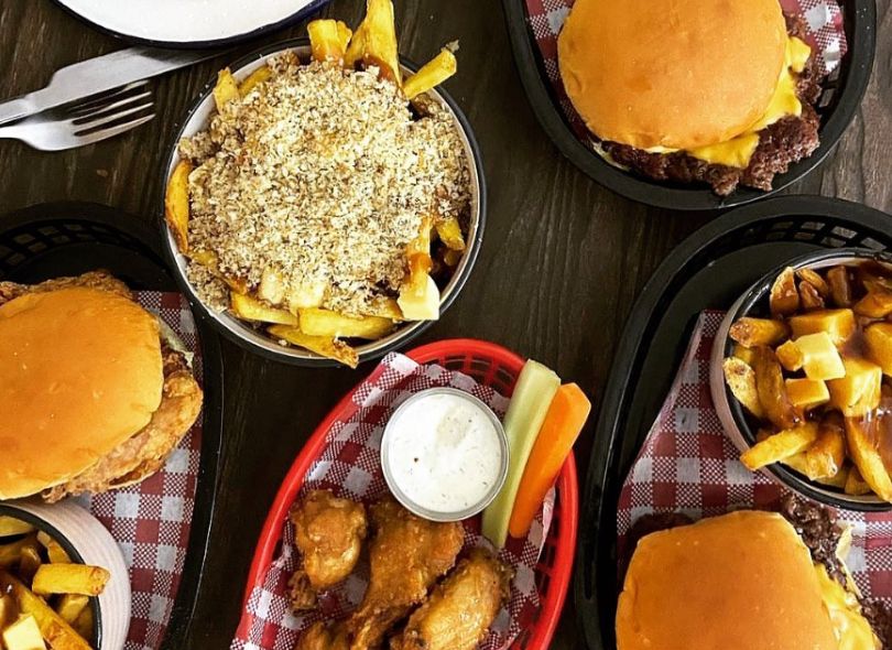 Chicken wings, burgers and poutine are menu staples at Beaver and Bear.