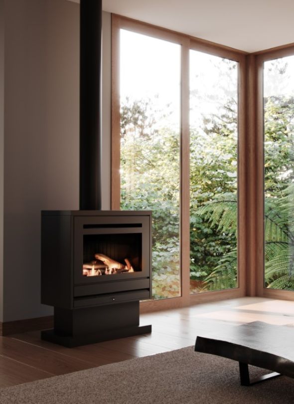 Gas fireplace from Rinnai.