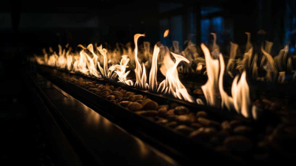 Flames from a gas fireplace.