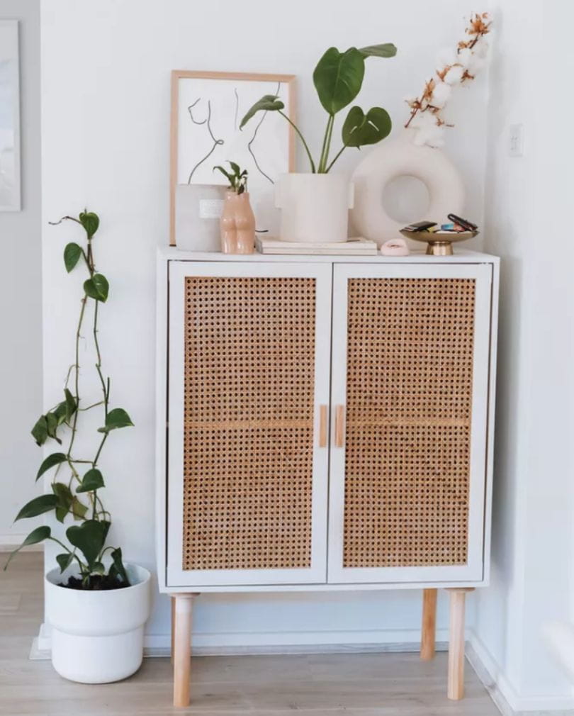 A white upcycled cupboard.