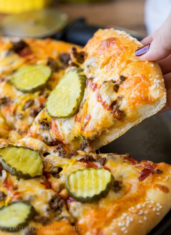 Cheeseburger pizza.