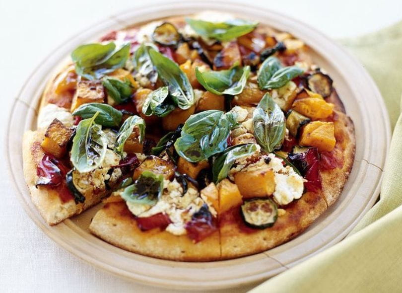 Roast vegetable pizza.