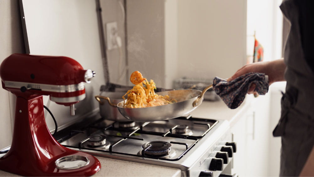 cooking on gas hob