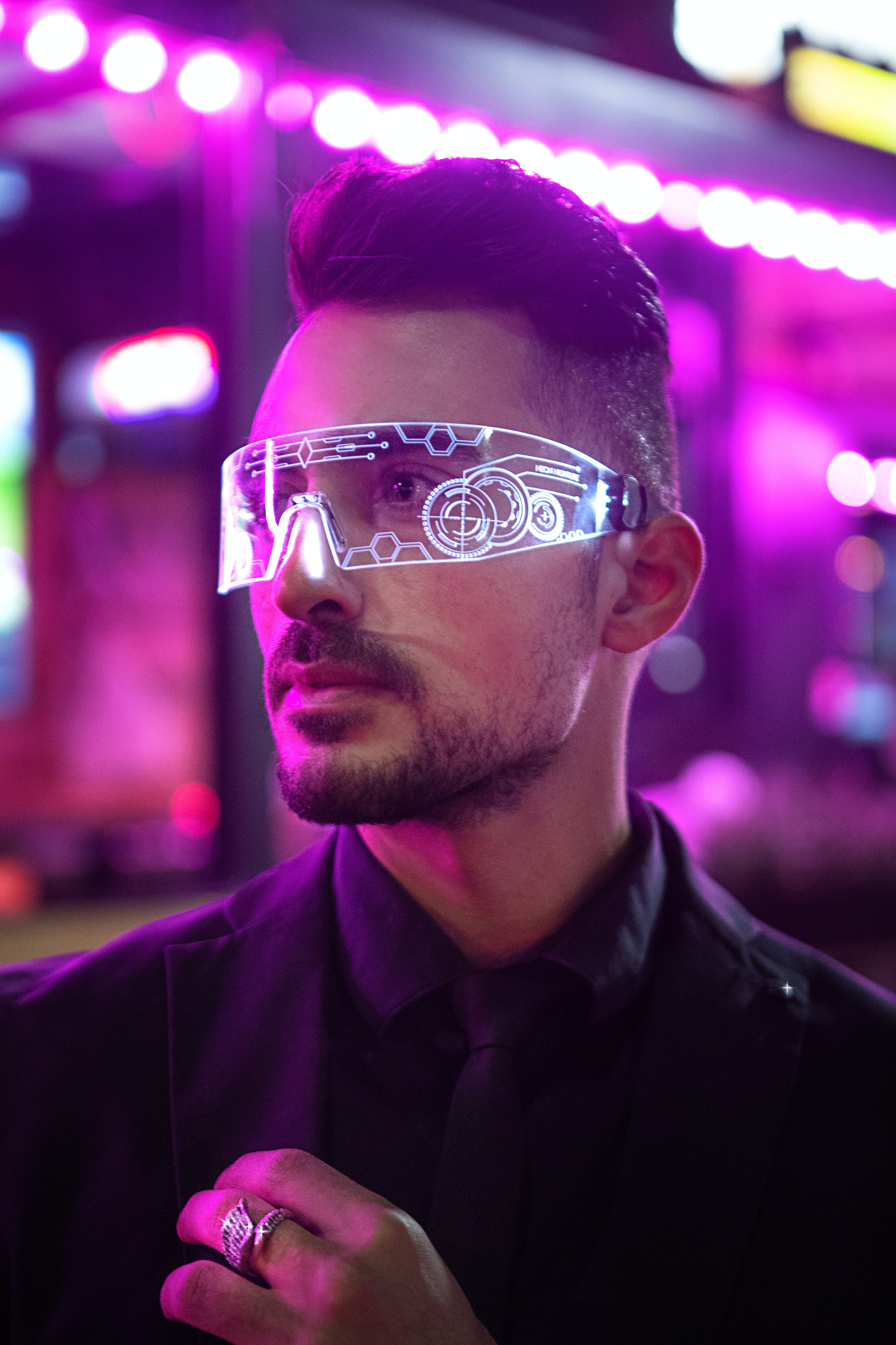Man wearing futuristic glasses