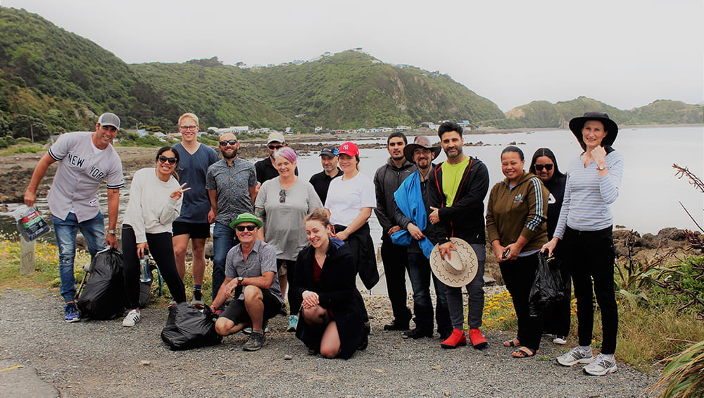 Wellington office staff cleaning up beach