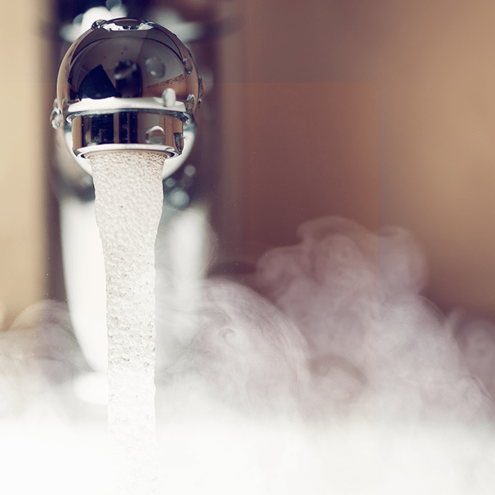 Hot water tap running