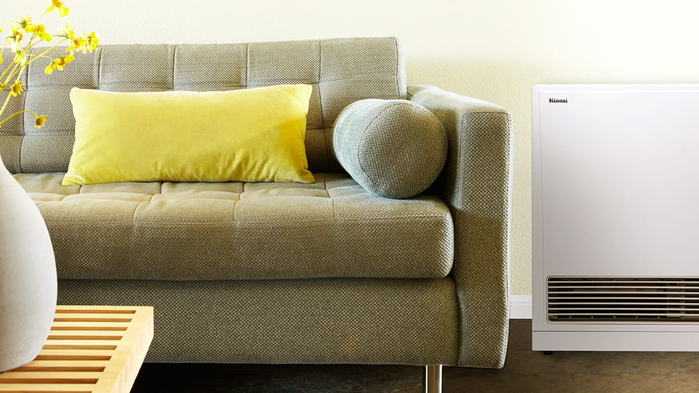 Lounge with gas space heater